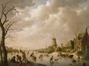 凍った運河のスケーター、1779 作： Hendrik Willem Schweickardt